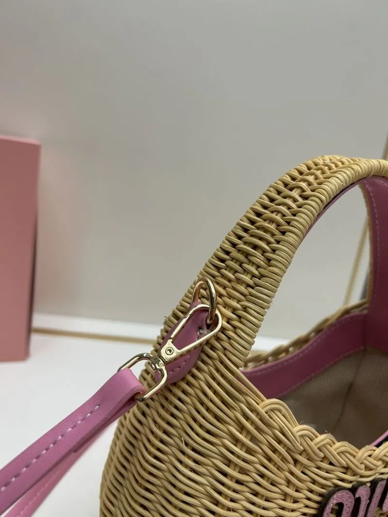 MIU MIU Wicker Top Handle Crossbody Bag 1811 - Image 6