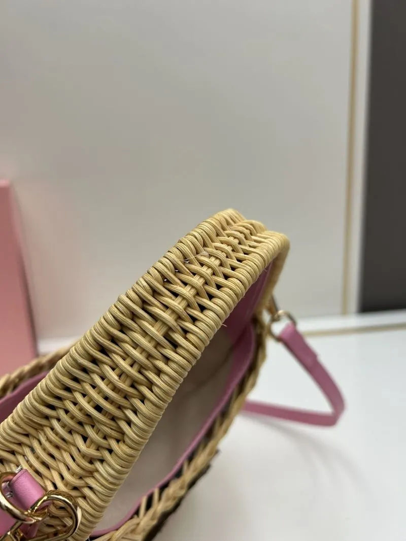 MIU MIU Wicker Top Handle Crossbody Bag 1811 - Image 8