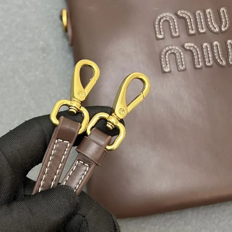 MIU MIU Brown Top Handle Crossbody Bag 5BA281 20x24cm - Image 5