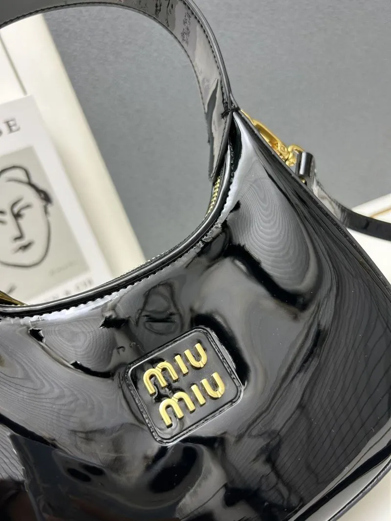 Miu Miu Black Patent Leather Hobo Bag 5BC161 - Image 5