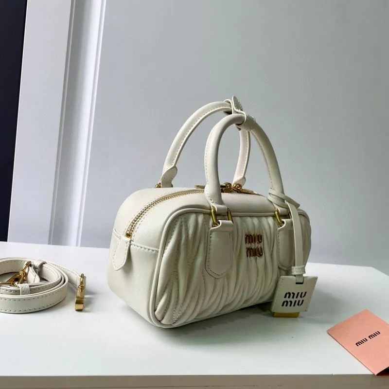 Miu Miu Cream Matelasse Top Handle Bag with Strap - Image 4