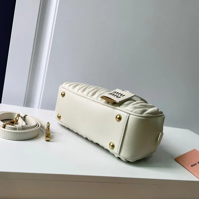 Miu Miu Cream Matelasse Top Handle Bag with Strap - Image 6