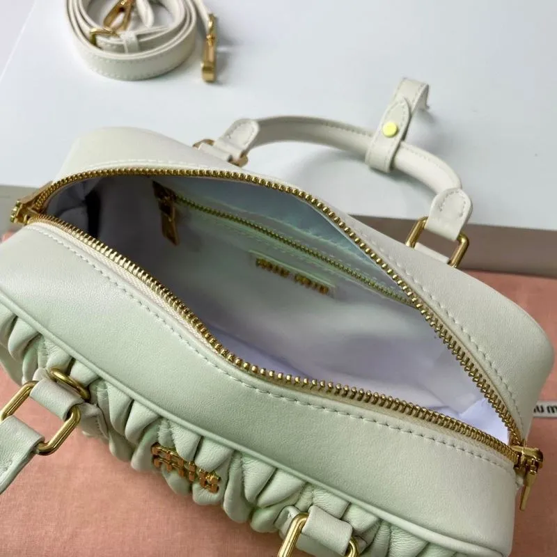Miu Miu Cream Matelasse Top Handle Bag with Strap - Image 8