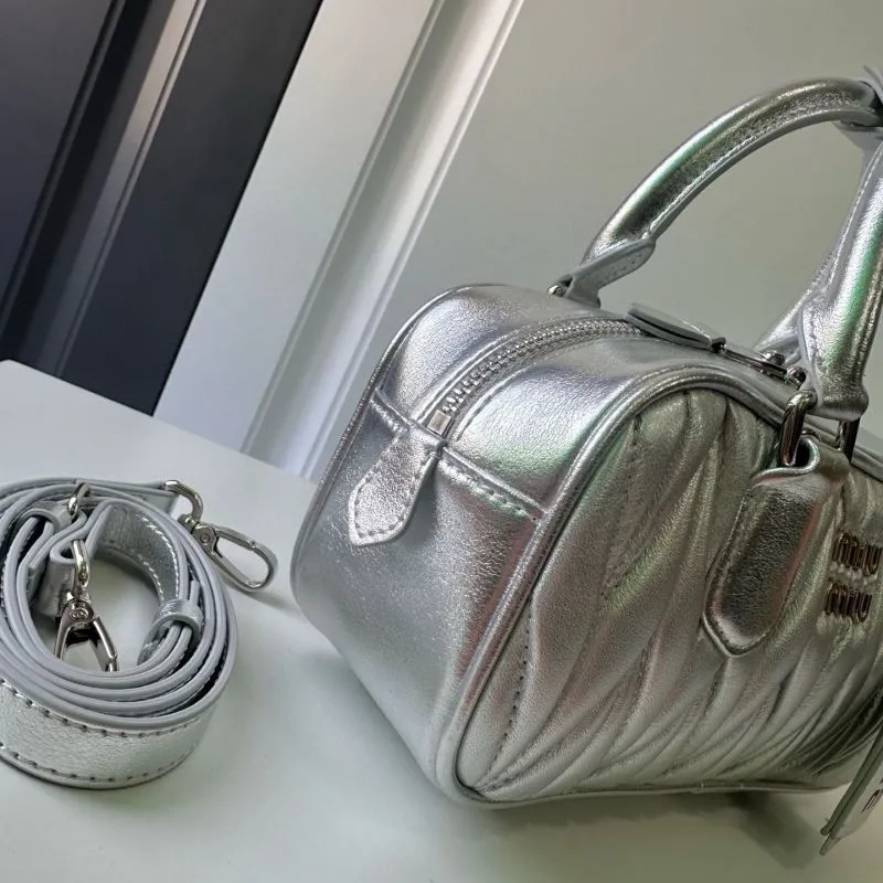 Miu Miu Silver Top Handle Crossbody Bag - Image 4