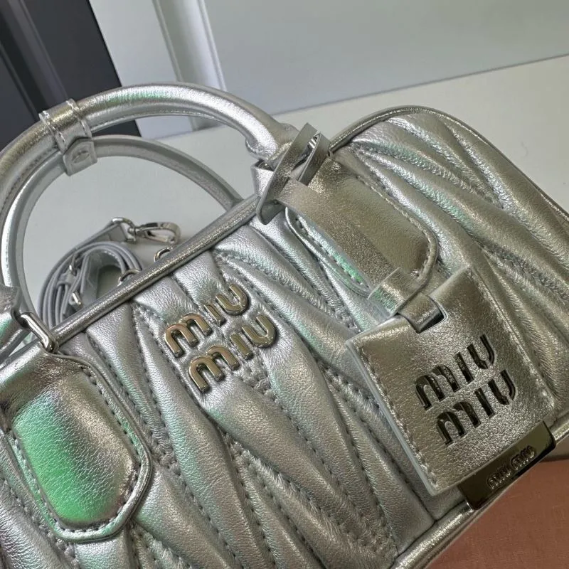 Miu Miu Silver Top Handle Crossbody Bag - Image 5