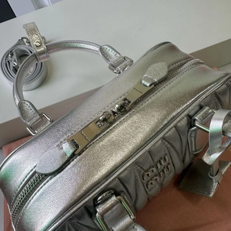 Miu Miu Silver Top Handle Crossbody Bag - Image 7