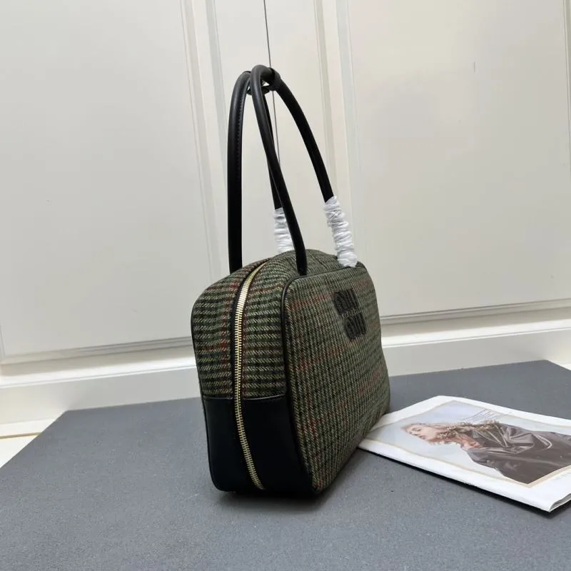 MIU MIU Green Plaid Top Handle Bag 7006SQ - Image 4