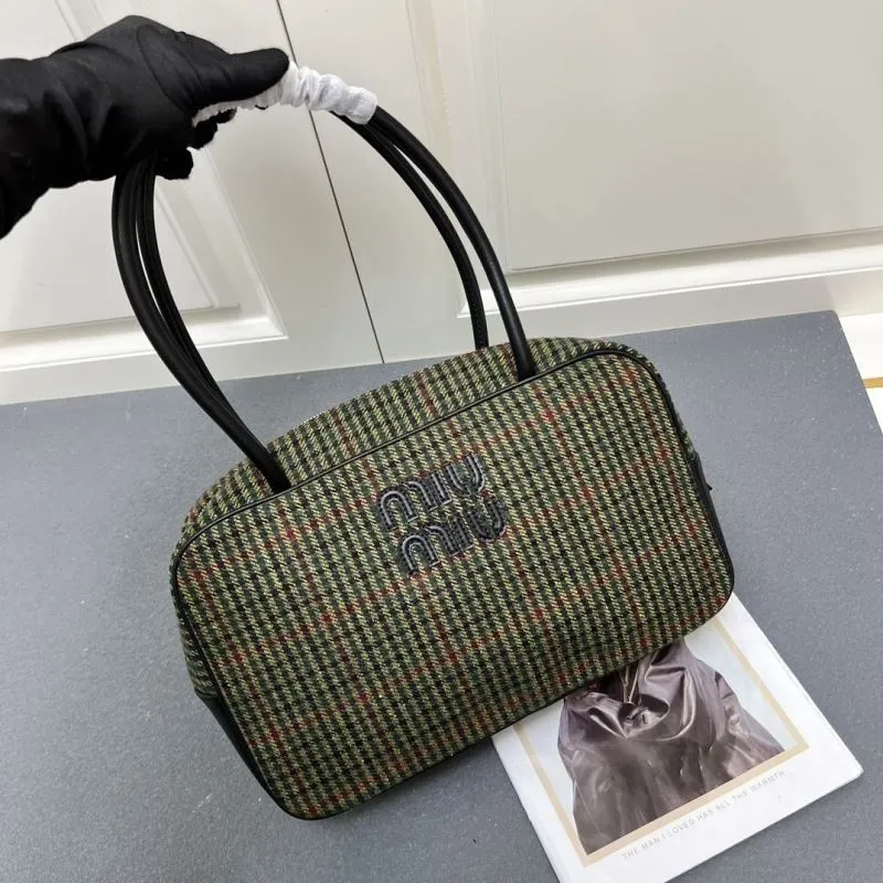MIU MIU Green Plaid Top Handle Bag 7006SQ - Image 5