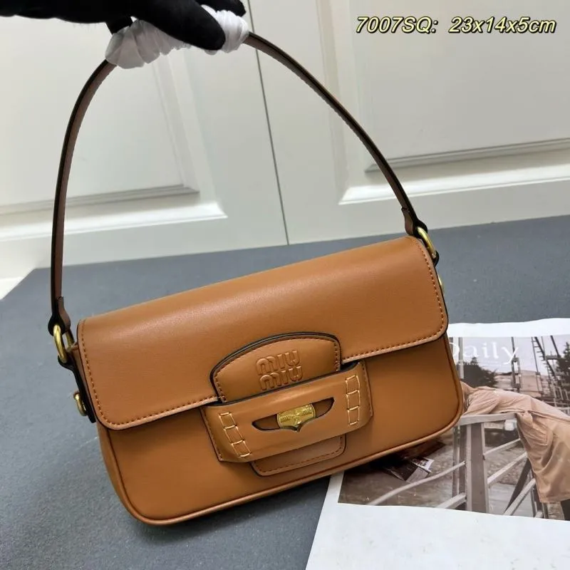 Miu Miu Brown Leather Top Handle Shoulder Bag 7007SQ - Image 3