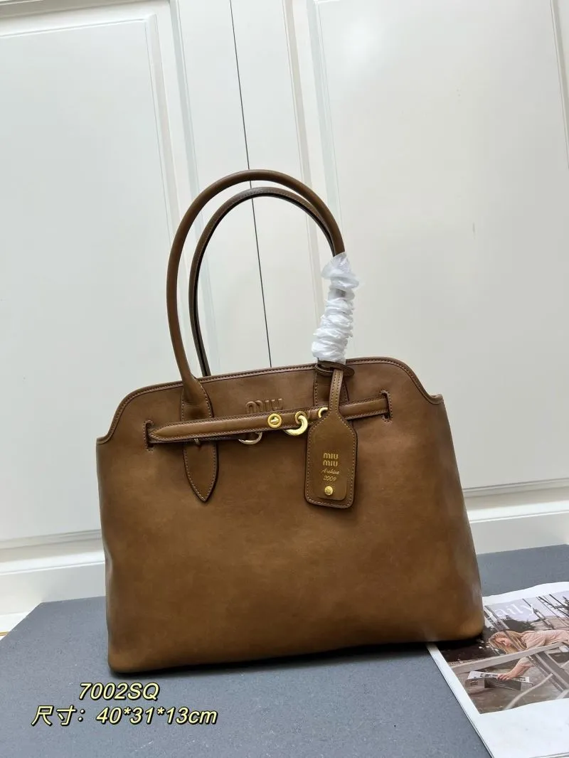 Miu Miu Brown Leather Top Handle Bag 7002SQ