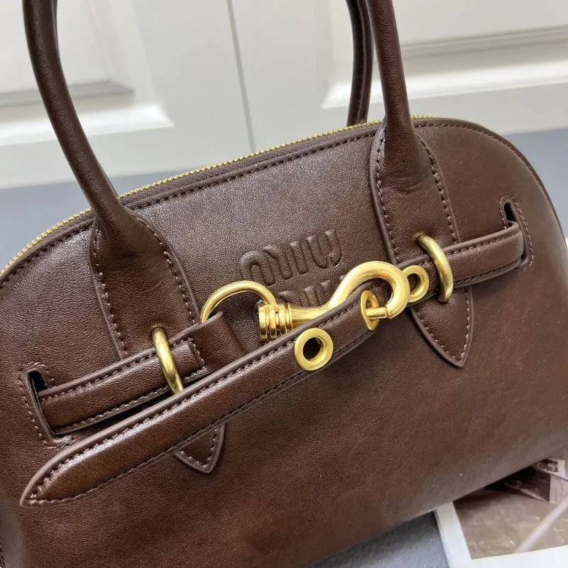 MIU MIU Brown Leather Top Handle Bag 7001SQ - Image 4