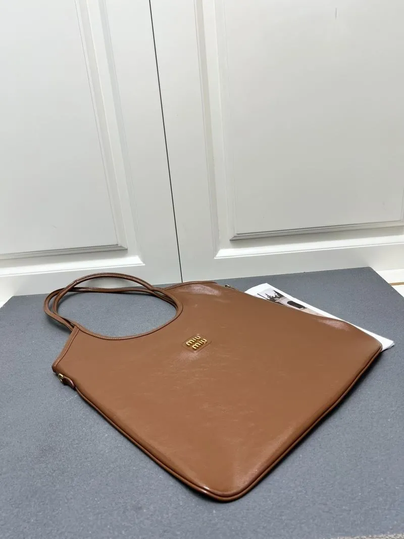 MIU MIU Brown Leather Hobo Tote Bag 7011SQ - Image 3