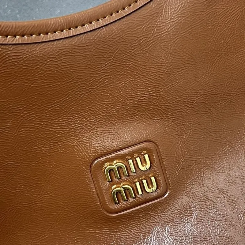 MIU MIU Brown Leather Hobo Tote Bag 7011SQ - Image 4