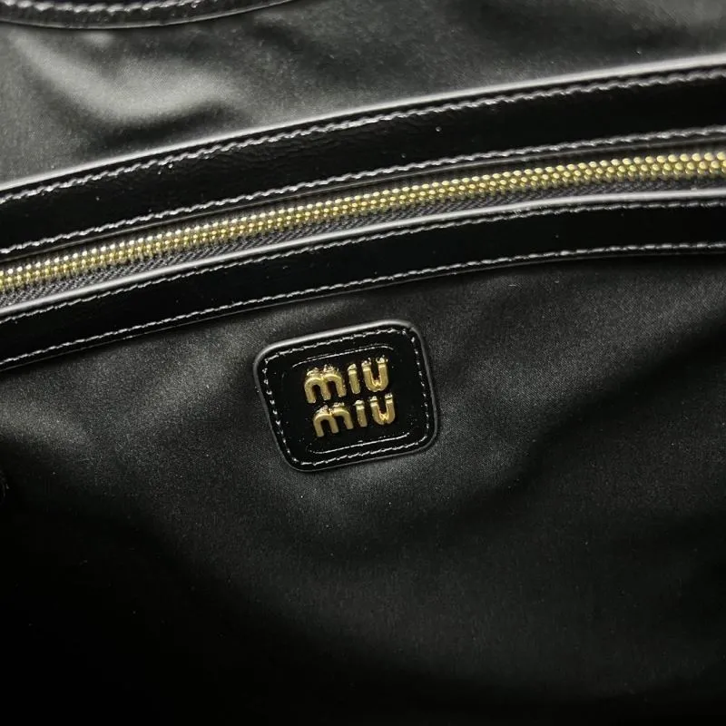 Miu Miu Black Leather Hobo Tote Bag 7011SQ - Image 7