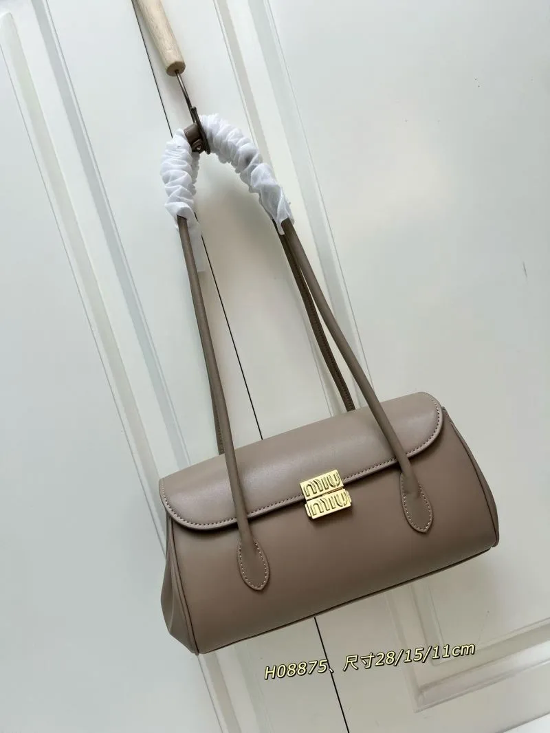 MIU MIU H08875 Taupe Leather Shoulder Bag