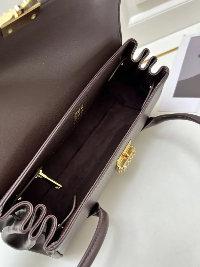 MIU MIU Brown Top Handle Shoulder Bag H08875 - Image 7