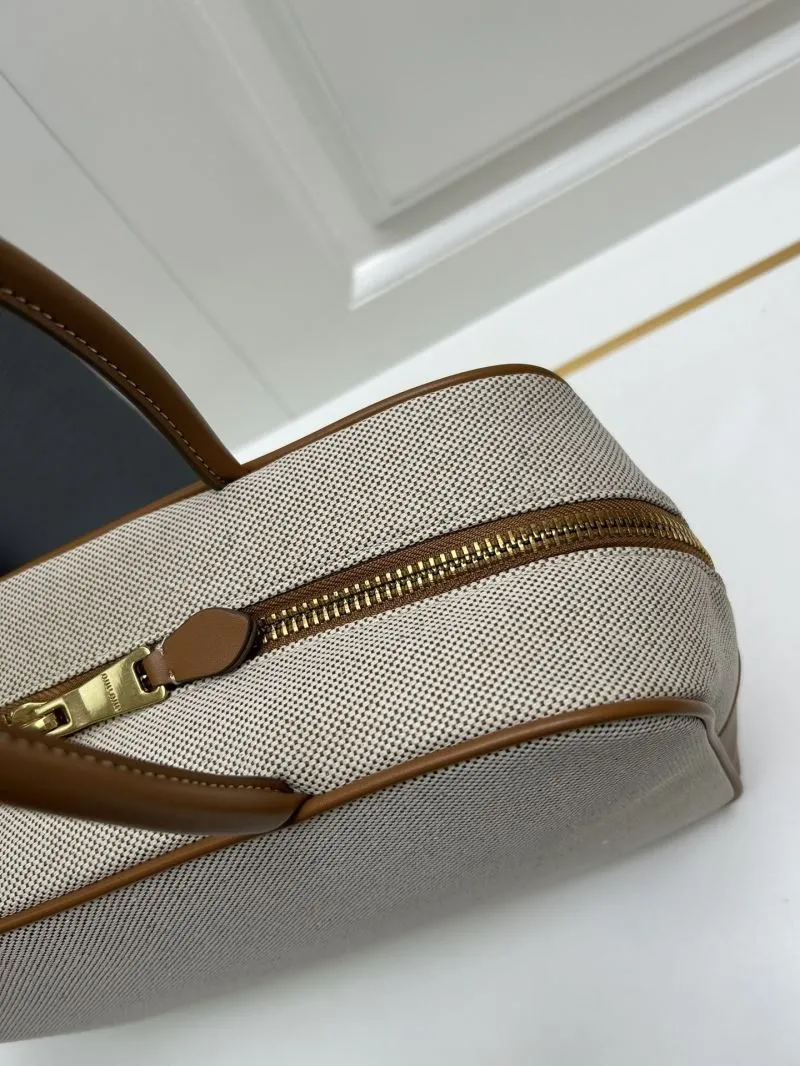 MIU MIU 5BB117 Beige Canvas Top Handle Bag - Image 6