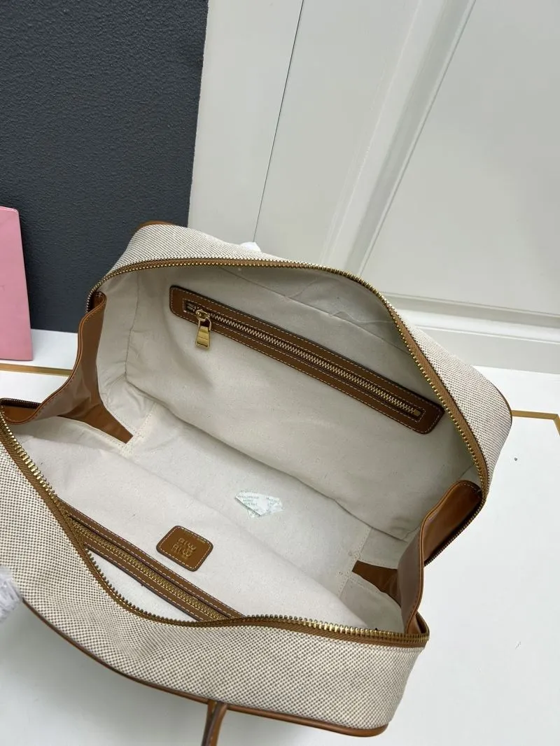 MIU MIU 5BB117 Beige Canvas Top Handle Bag - Image 8