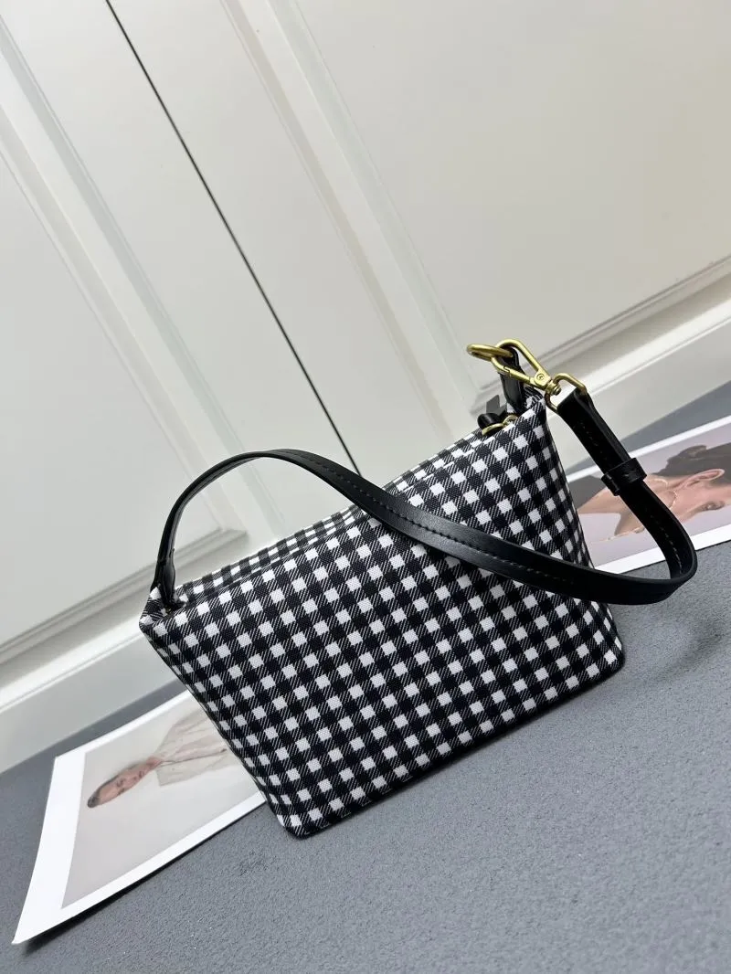 Alternative view of MIU MIU Black White Check Top Handle Bag 5NE581