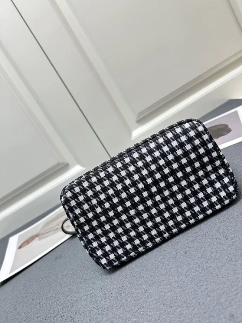 MIU MIU Black White Check Top Handle Bag 5NE581 - Image 4