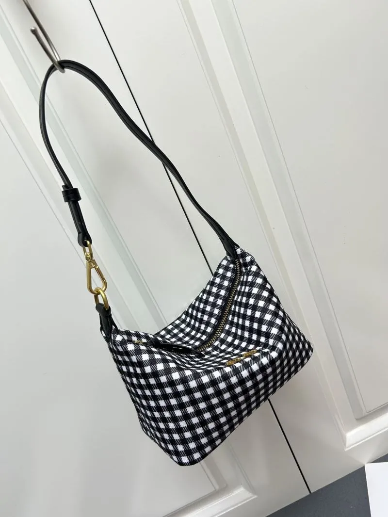 MIU MIU Black White Check Top Handle Bag 5NE581 - Image 5
