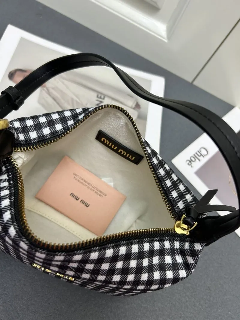 MIU MIU Black White Check Top Handle Bag 5NE581 - Image 8