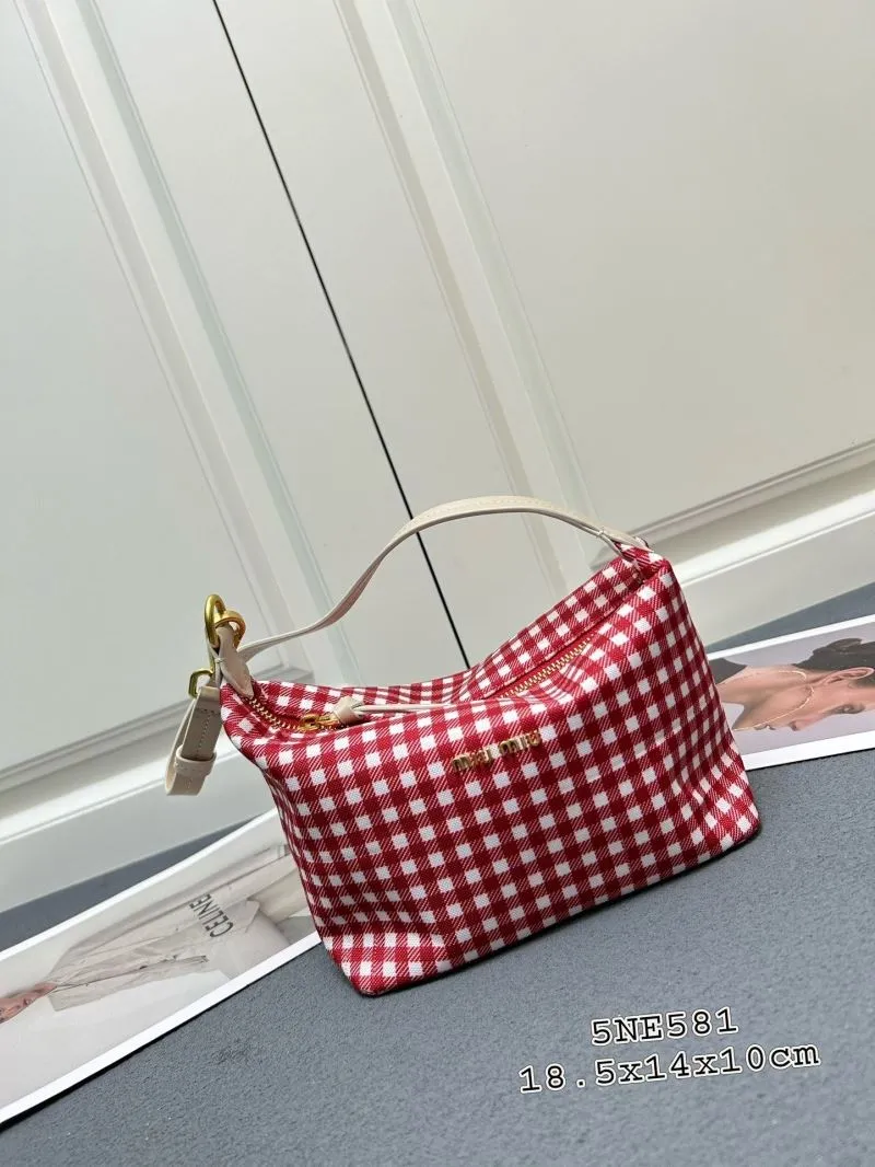 MIU MIU Red White Check Top Handle Bag 5NE581