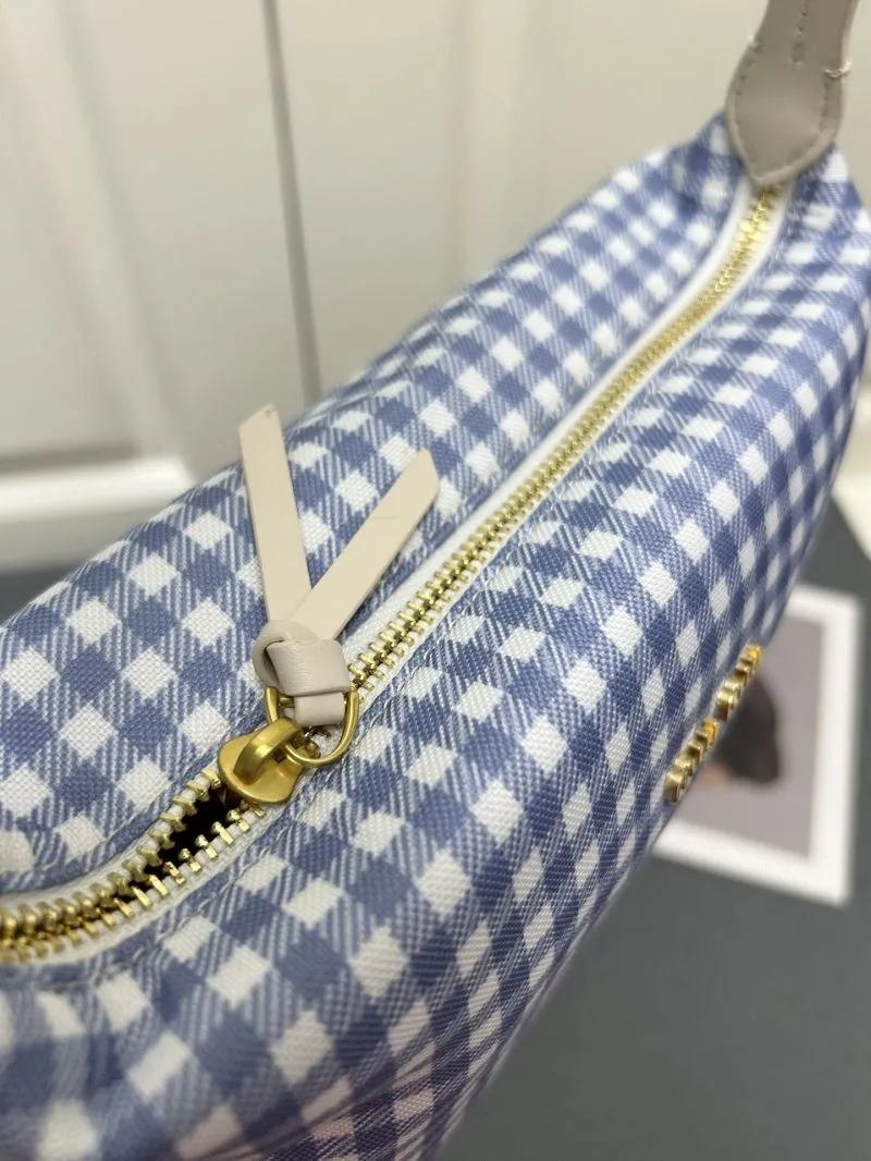 MIU MIU Blue White Gingham Top Handle Bag 5NE581 - Image 5