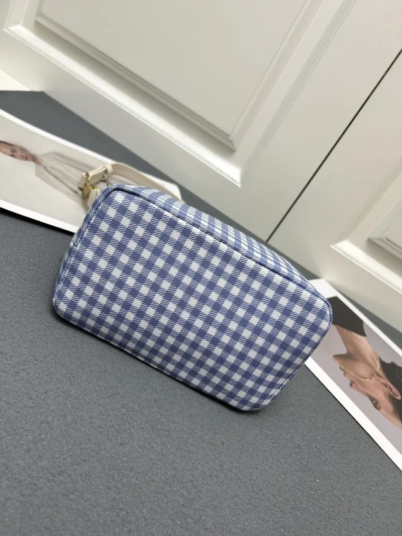 MIU MIU Blue White Gingham Top Handle Bag 5NE581 - Image 7