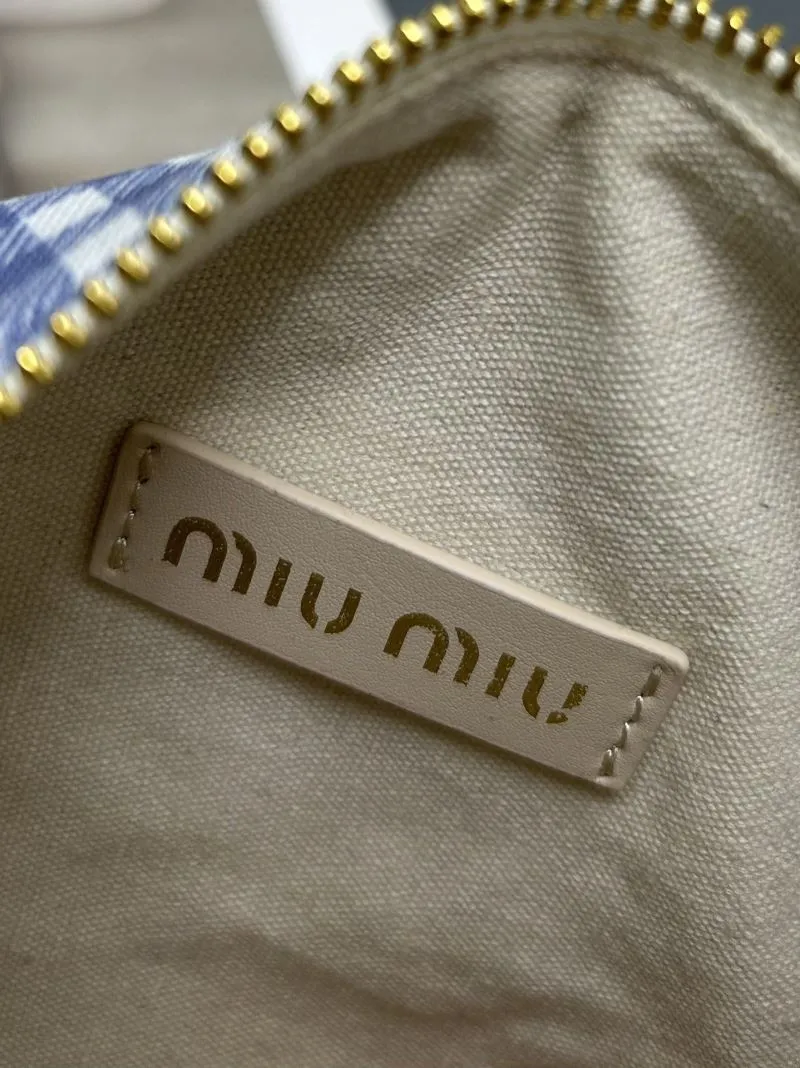 MIU MIU Blue White Gingham Top Handle Bag 5NE581 - Image 9
