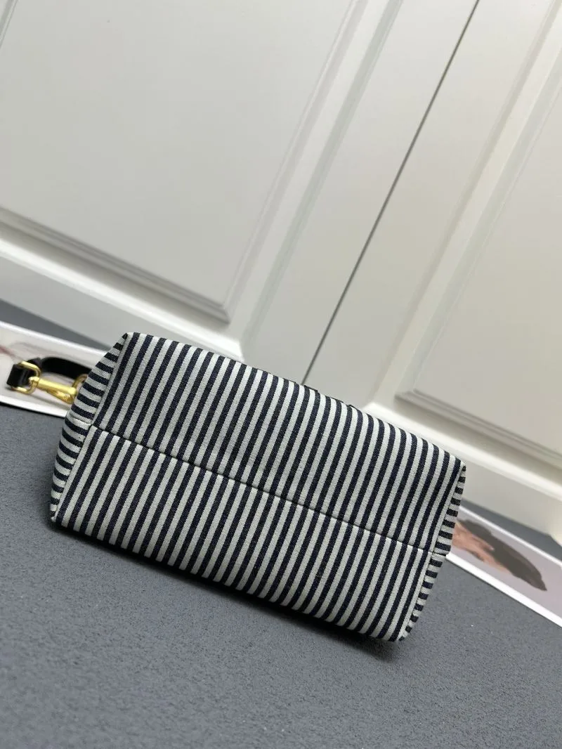 MIU MIU Black White Striped Top Handle Bag 5NE581 - Image 9