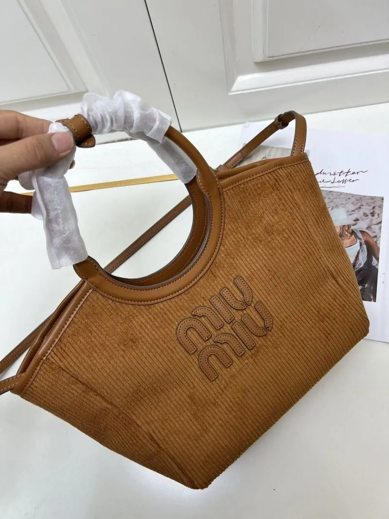 Alternative view of MIU MIU Brown Corduroy Top Handle Crossbody Bag