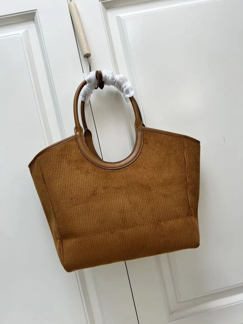 MIU MIU Brown Corduroy Top Handle Tote Bag 1072 - Image 3