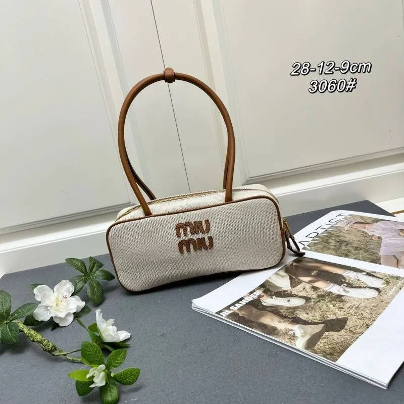 MIU MIU Beige Brown Top Handle Bag 3060