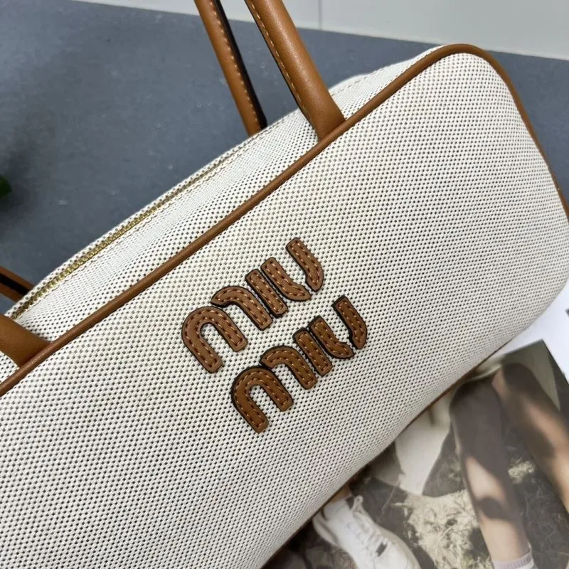 MIU MIU Beige Brown Top Handle Bag 3060 - Image 6