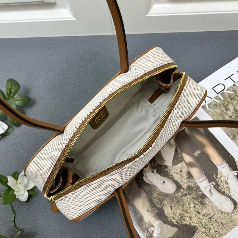 MIU MIU Beige Brown Top Handle Bag 3060 - Image 8
