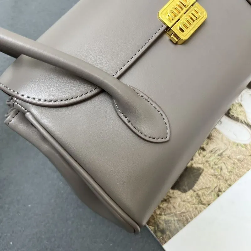 MIU MIU Gray Top Handle Bag 5BD265 28.5cm - Image 5