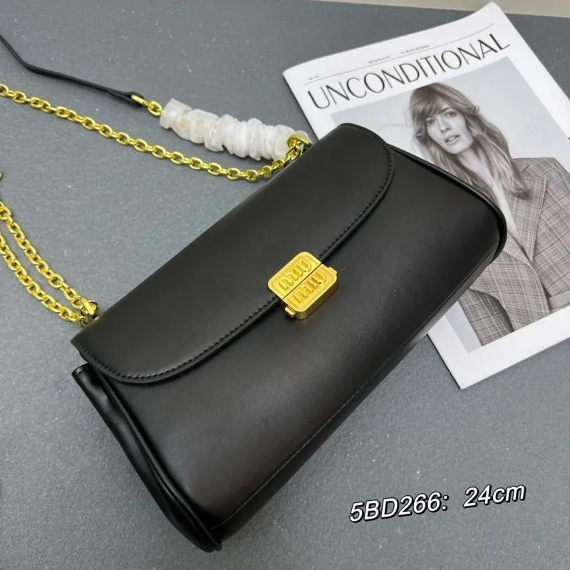 Miu Miu Black Leather Shoulder Bag 5BD266 24cm - Image 3