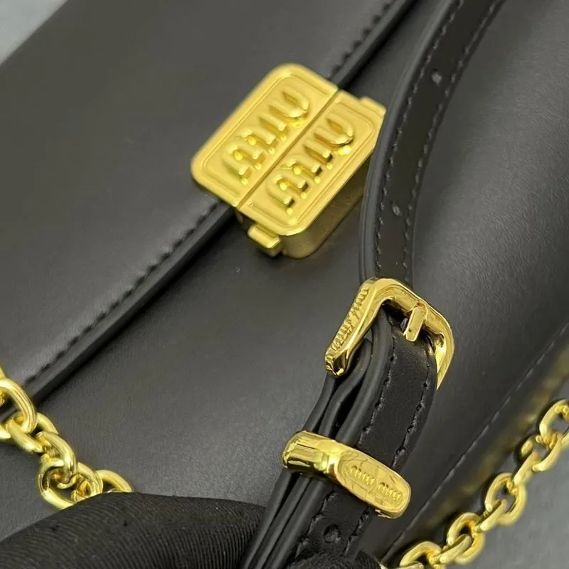 Miu Miu Black Leather Shoulder Bag 5BD266 24cm - Image 9