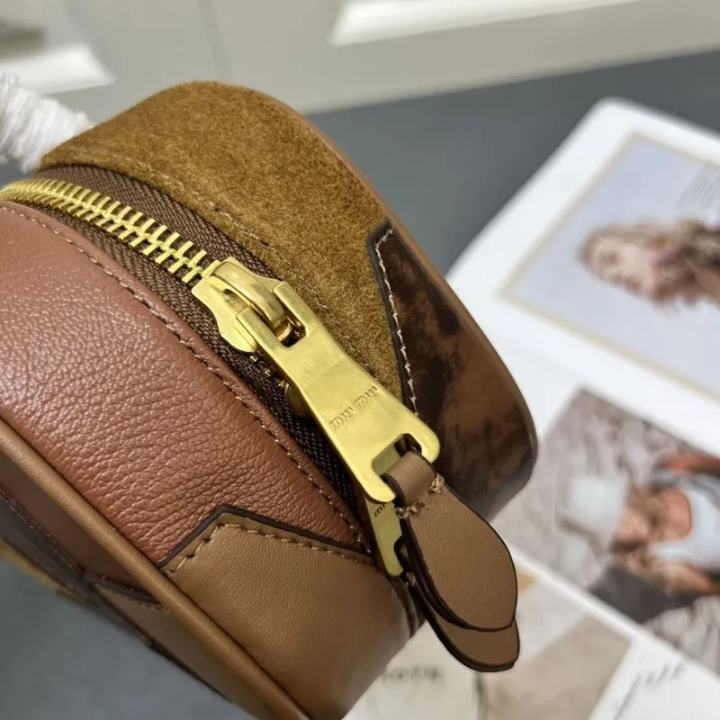 MIU MIU 5BB147 Brown Patchwork Top Handle Bag - Image 4