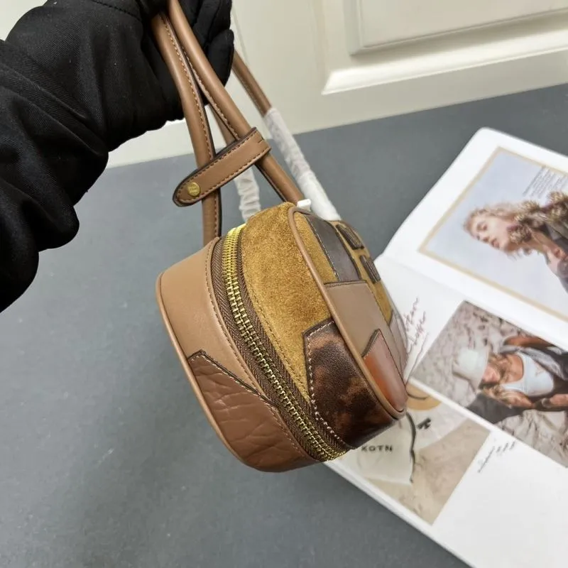 MIU MIU 5BB147 Brown Patchwork Top Handle Bag - Image 5