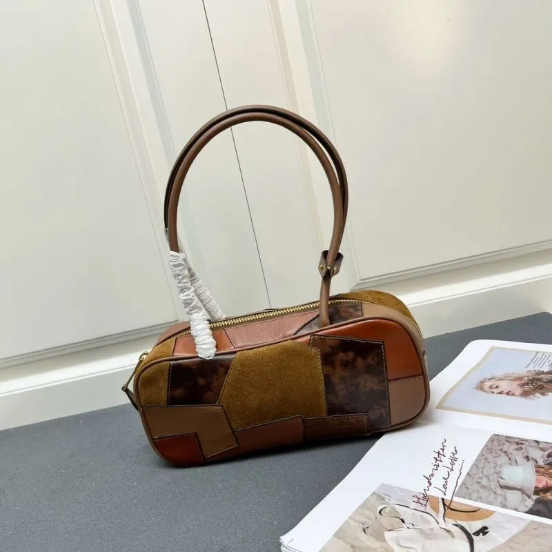 MIU MIU 5BB147 Brown Patchwork Top Handle Bag - Image 6