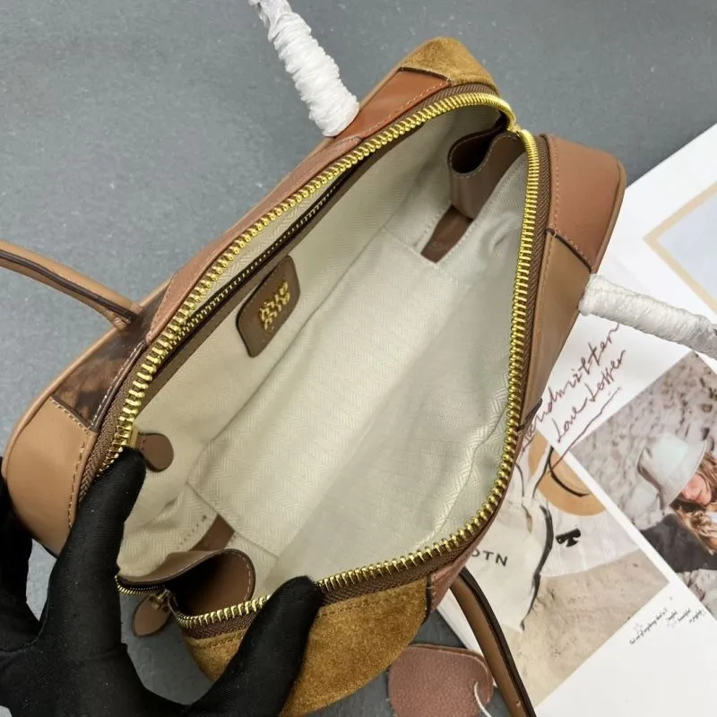 MIU MIU 5BB147 Brown Patchwork Top Handle Bag - Image 8