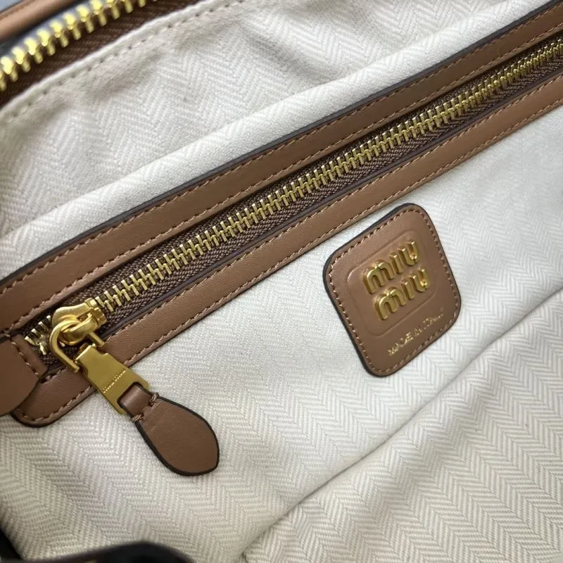 MIU MIU 5BB147 Brown Patchwork Top Handle Bag - Image 9