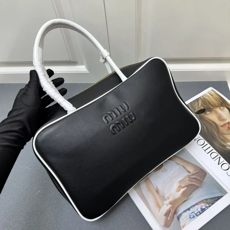 Alternative view of MIU MIU Black White Top Handle Bag 1084