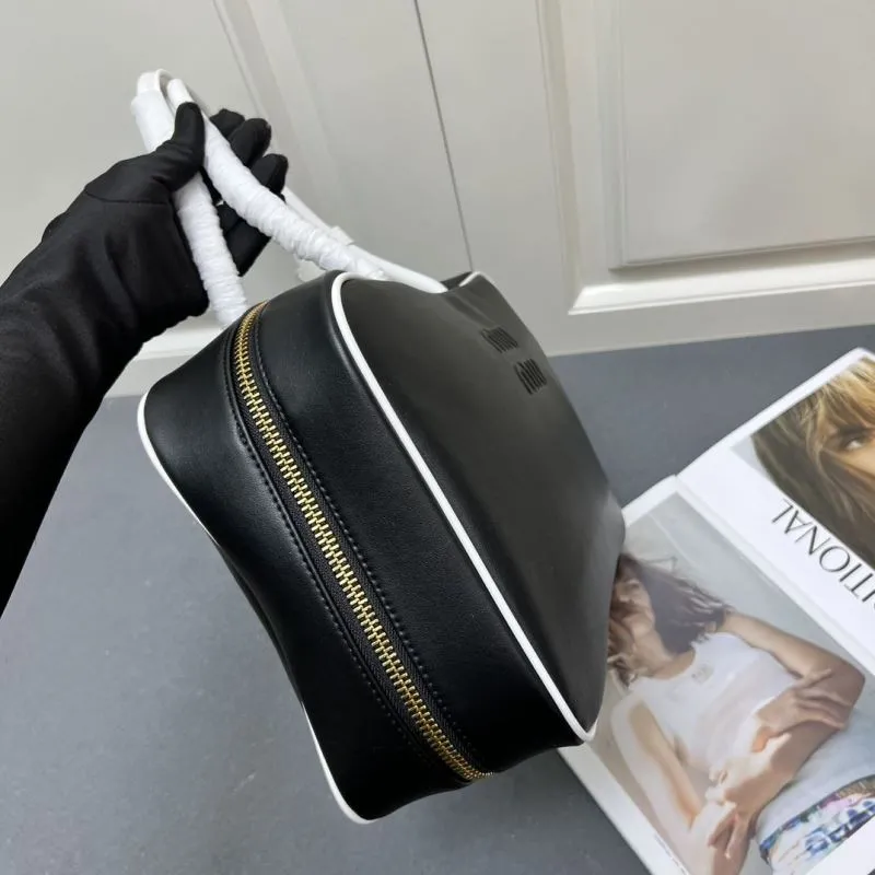 MIU MIU Black White Top Handle Bag 1084 - Image 3