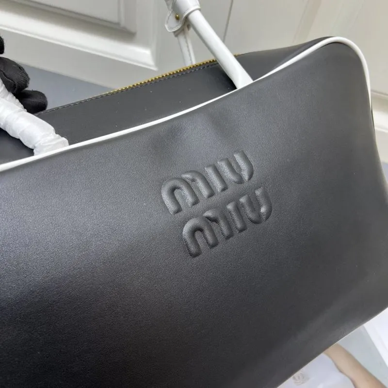 MIU MIU Black White Top Handle Bag 1084 - Image 4