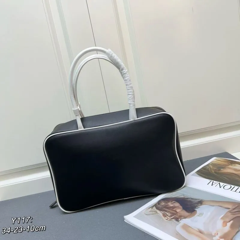 MIU MIU Black White Top Handle Bag 1084 - Image 5