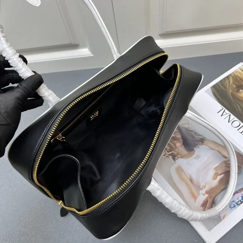 MIU MIU Black White Top Handle Bag 1084 - Image 8