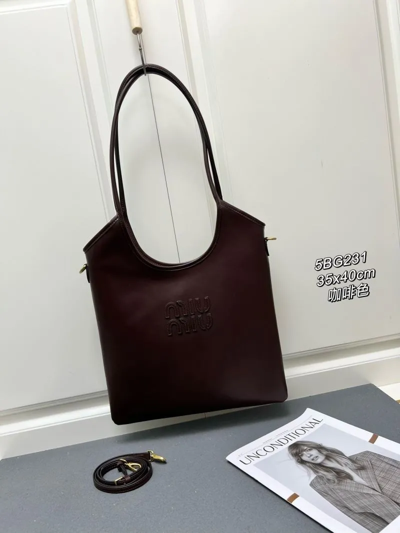 MIU MIU 5BG231 Coffee Brown Top Handle Bag